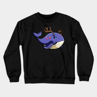 Christmas Narwhale Whale xmas shark with antlers Crewneck Sweatshirt